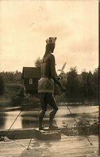 RPPC Carved Dam Indian Statue Holcombe Wisconsin WI UNP 1904-18 Postcard C9 picture