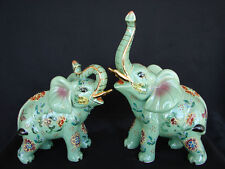 Pair of Green Porcelain Elephants picture