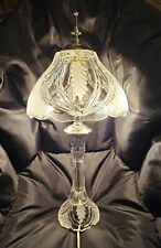 Vintage Crystal Boudoir Lamp Frosted Leaves Heavy 18