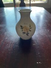Vintage Floral Sentiments Small Genuine Porcelain Vase Mini w/ Yellow Rose picture