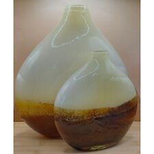 Vintage Pair of Large, Small Handblown Glass Earth Tones Water Drop Vases picture