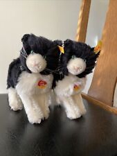 Steiff Cats, Set of 2 Matching Black And White Cats, Tapsy, Original Paper Tag  picture