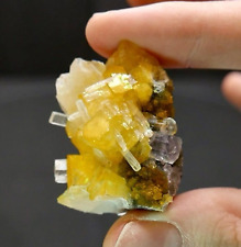 Iridescent Yellow and Clear Calcite + Gem Fluorite - Xia Yang, Fujian, China picture