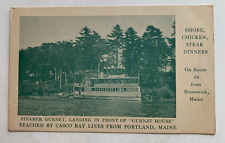 ca 1920s ME Postcard Brunswick Casco Bay Lines Steamer Gurnet House Restaurant picture