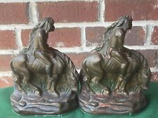 vintage Armor Bronze Native American Indian bookends, painted, c.1920, John Ruhl picture