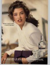 1989 Denaka Vodka Vintage Magazine Print Ad Sexy Brunette Purple Purse Photo Art picture