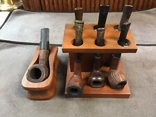 Vintage Lot Of 7 Estate Pipes with Racks picture