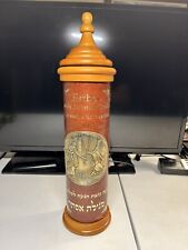 Esther Holy Scripture Scroll ornate case stands 16” tall Bible Hebrew English N1 picture