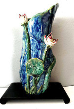 Vintage Stunning  Chinese Majolica Lotus Vase  Yi Lin  Marked picture
