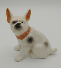 Vintage  Bulldog Mix? Ceramic White Figurine Japan Statue Collectible Dog 4.5