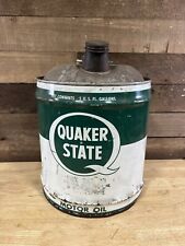 Vintage Rare Green/White Quaker State 5 Gallon Motor Oil Gas Can  picture