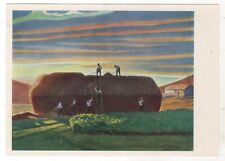 1966 Dan Ward's haystack Workers ART ROCKWELL KENT RUSSIAN POSTCARD Old picture
