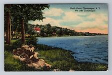 Chautaugua NY-New York, North Shore, On Lake Chautauqua, Vintage c1951 Postcard picture