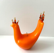 Vintage 1970's Orange Beaded Bird Candle, Peace Dove picture
