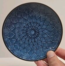 Vintage Japanese Blue Fish Scale Small Signed Plate, 5 ³/⁸