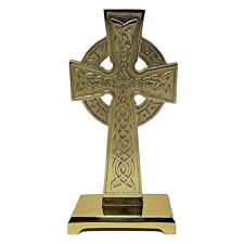 Exclusively Irish Celtic Cross Standing Decor Irish Knotted Brass Cross for H... picture