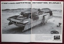 1980 MAXELL Cassette Audio Tapes Print Ad ~ Flipped Over Car in the Desert picture