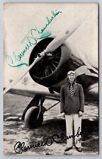 Clarence Chamberlin Aviator Miss Stratosphere Plane Signed c1930s Postcard picture