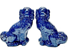 Scarce Royal Blue Staffordshire Mantle Dogs c.1950s ~ A Matched Pair picture