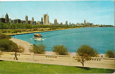 Michigan Ave. Skyline and Lake Front-Chicago, Illinois IL-vintage posted 1957 picture