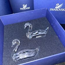 Signed Swarovski Crystal 'Flirting Swans' Figurine Pair #837154 w/ Box picture