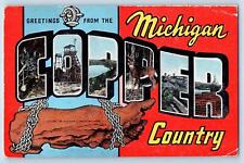 Cooper Country Michigan MI Postcard Large Letter Greetings Landmarks Scene c1940 picture