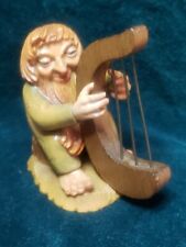 ANRI Troll Little Folk Salvans Harp Player The Musician Wood Hand Carved 2 3/4