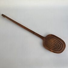 Vintage French Large Copper Slotted Spoon Skimmer picture