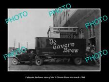 OLD 8x6 HISTORIC PHOTO OF LAFAYETTE INDIANA YE TAVERN BREW BEER TRUCK c1940 picture