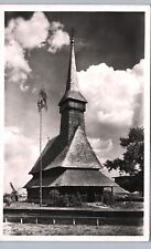 VILLAGE MUSEUM bucharest romania real photo postcard rppc church wood stave picture
