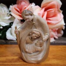 Vtg Hand Carved Natural Wood Nativity Statue Holy Family 2.5
