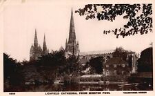 Vintage Postcard 1910s Lichfield Cathedral From Minister Pool Staffordshire RPPC picture