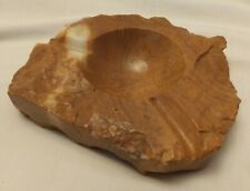 Vintage Carved Natural Stone Polished Ashtray Cigarette Cigar Marble Onyx picture