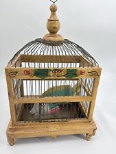 vintage folk wooden small bird cage With Hanging Fish picture