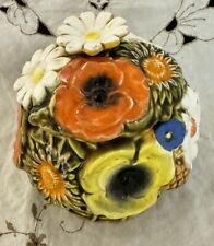 Vintage 1960s Inarco Poppies, Daisies and Pine Cone Flower Canister picture