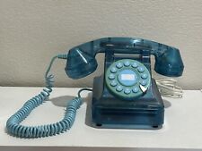 RARE Blue Push-Button Telephone (Y2K Retro) - Landline-Transparent Accents picture