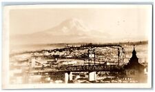 Tacoma Washington WA Postcard RPPC Photo Aerial View Mt. Tacoma c1940's Vintage picture