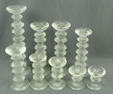 Iittala By Timo Sarpaneva Lot of 9 Candlestick Holders Ringed Pebble Art Glass picture