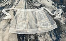 Sexy Vintage 1960s White Sheer Pink Trim Lace Pockets Hostess Apron Bar Maid picture