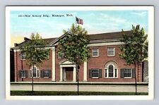 Muskegon MI-Michigan, New Armory Building Vintage Souvenir Postcard picture