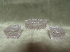 Victorian Cut Glass Button & Cane Pattern Small Box lot of 3-2 Square 1 Oval picture