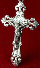 Catholic Bishops Vintage Sterling Silver Baroque Style Rosary Crucifix Pendant picture