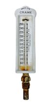 Crane Vtg Denver CO Thermometer Screw In Gauge Enamel Metal 10.25” x 2.5” picture