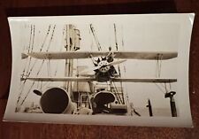 VTG c.1930s Snapshot Photo Biplane Suspended Cables Navy Carrier Ship picture