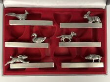 ETAIN ROYAL French Pewter Knife Rests  Set of 6 Animals: Rabbit, Hare, Dog, Duck picture