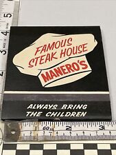 Giant  Feature Matchbook  Manero’s Famous Steak House  Rochelle Park, NJ  gmg picture