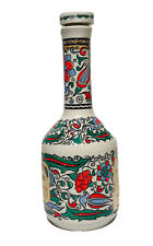 Vintage Hand Made Porcelain Multi-Color Floral Bottle Vase Greece METAXA picture