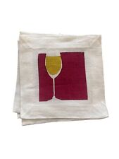 Set 4 Hand Painted Linen Cocktail Napkins Contemporary Wine Theme New 28 Availbl picture