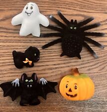 Vintage Spooky Halloween Decorations Lot of 5 Flocked Plush 1960's picture