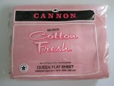 Vintage NEW Cannon Cotton Fresh Queen Flat Sheet Rose Pink Polyester Blend USA picture